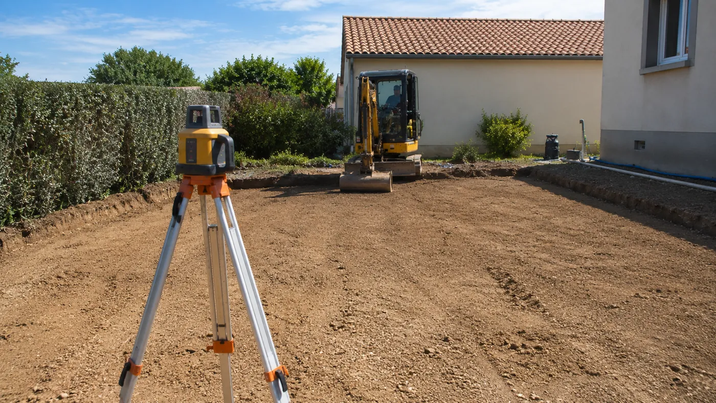 Nivellement d'un terrain au laser à Saint-Médard-en-Jalles
